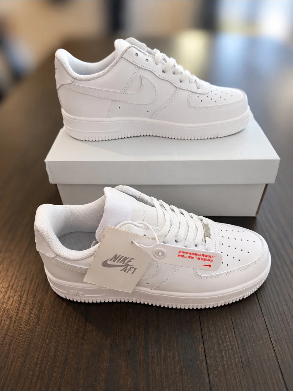 Nike AF1 Low 'Triple White' Leather Sneakers